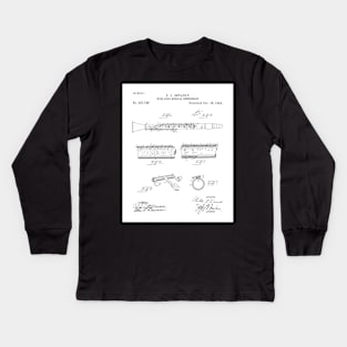 Clarinet Patent - Musician Classical Music Art - White Kids Long Sleeve T-Shirt